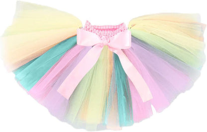 Baby Girls Princess First Birthday Cake Smash Unicorn Outfits Romper Rainbow Tutu Skirt Unicorn Headband (Shoes)