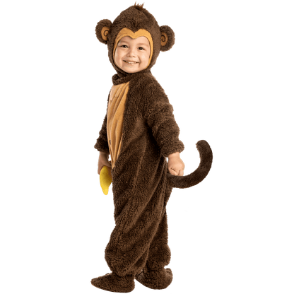 Baby Halloween Costumes, Little Monkey Costume with Toy Banana for Kids Boys Girls Halloween Dress Up, Animal Themed Party Role Playing Cosplay 0-4 Years